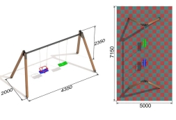 Качели AW Д2 двойные на деревянных стойках для детской площадки, фото 2