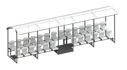 Трибуна 2-х рядная на 26 мест (с навесом из поликарбоната) СТ-249, фото 1