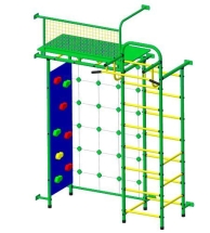 Спортивный комплекс Пионер 10С со скалодромом зелёно/жёлтый