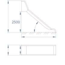 Горка открытая из нержавеющей стали с высотой спуска 2500 мм, цвет нержавеющая сталь – ГПО2500НТ