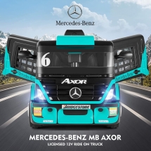 Электромобиль Mercedes-Benz Axor F Race с прицепом голубой