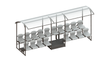 Трибуна 2-х рядная на 18 мест (с навесом из поликарбоната) СТ-247