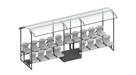 Трибуна 2-х рядная на 18 мест (с навесом из поликарбоната) СТ-247, фото 1