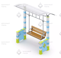 Качели-диван с навесом из кубиков