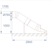 Горка туннельная из нержавеющей стали с высотой спуска 1000 мм, цвет нержавеющая сталь – STP19-1000-765