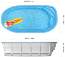 Бассейн 6,2х3х1,48м. Фишт Marshall Pools (чаша)