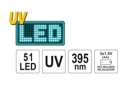 Набор для проверки утечек хладогента YATO UV фонарь 51-LED YT-08581, фото 4