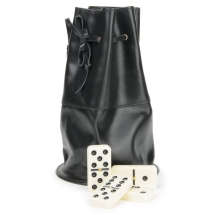 Домино в черном кожаном мешочке (6 точек) Домино в черном кожаном мешочке (6 точек)