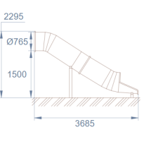 Горка туннельная из нержавеющей стали с высотой спуска 1500 мм, цвет нержавеющая сталь – STP19-1500-765