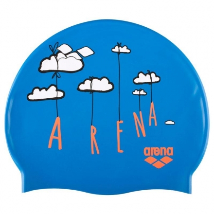 Шапочка для плавания &quot;ARENA Print  Jr&quot;, детская, сине-оранжевый, принт &quot;Облака&quot;, фото 1