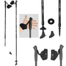 Палки для скандинавской ходьбы Ergo-50,арт. Е-0674, алюмин.сплав, амортиз., 110-140 см, черные