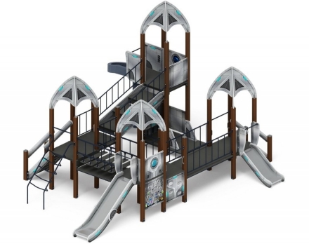 Детская игровая площадка Космопорт винтовой скат, горки Н 750,1200,2000 ДИК 2.14.02-01, фото 1