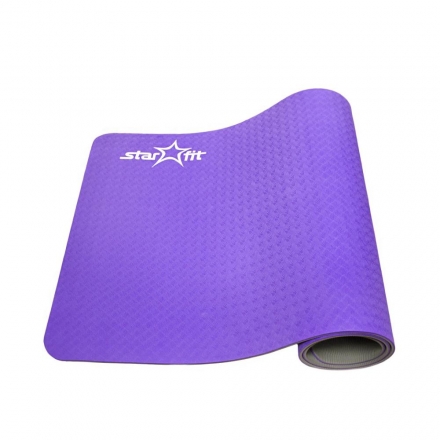 Коврик для йоги FM-201 TPE 173x61x0,6 см, фиолетовый/серый, фото 3