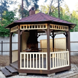 Восьмигранная беседка КОЛОКОЛЬЧИК с барбекю, фото 3