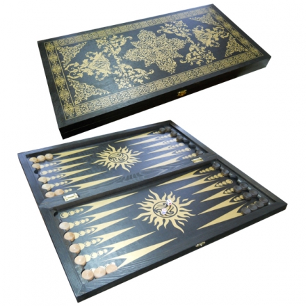 Нарды большие 600х300мм тонированные Черные рисунок Золото, фото 1