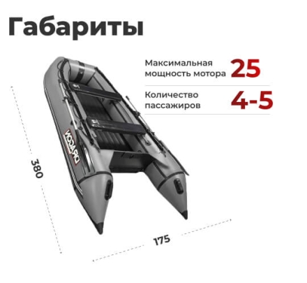 Моторная лодка ПВХ DRAGON (Драгон) 380 MAX НДНД серая, фото 6