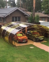 Навес из нержавеющей стали и монолитного поликарбоната