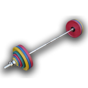 Штанга рекордная олимпийская 232,5 кг (цветные диски евро-классик), фото 1