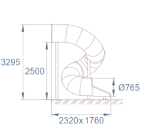 Горка туннельная винтовая из нержавеющей стали с высотой спуска 2500 мм, цвет нержавеющая сталь – STS29-2500-765