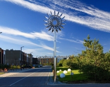 Скульптура из нержавеющей стали Океан Стандартный размер, трубчатое основание из обычной стали