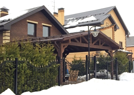 Деревянный навес для двух авто МАРСЕЛЬ Премиум комплектация, фото 4