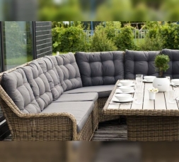 Зона 2 Бергамо обеденная группа угловая из искусственного ротанга, цвет соломенный, фото 14