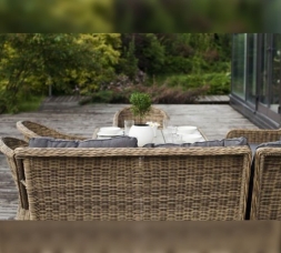 Зона 2 Бергамо обеденная группа угловая из искусственного ротанга, цвет соломенный, фото 13