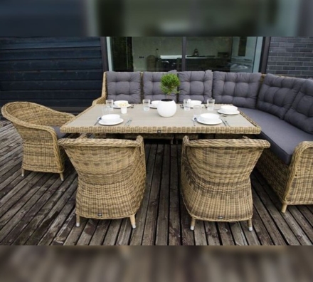 Зона 2 Бергамо обеденная группа угловая из искусственного ротанга, цвет соломенный, фото 10