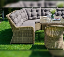 Зона 2 Бергамо обеденная группа угловая из искусственного ротанга, цвет соломенный, фото 11