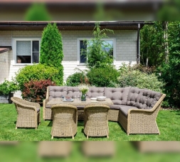 Зона 2 Бергамо обеденная группа угловая из искусственного ротанга, цвет соломенный, фото 8