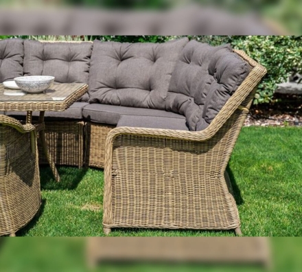 Зона 2 Бергамо обеденная группа угловая из искусственного ротанга, цвет соломенный, фото 12