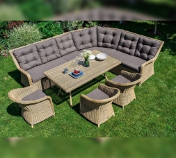 Зона 2 Бергамо обеденная группа угловая из искусственного ротанга, цвет соломенный, фото 6