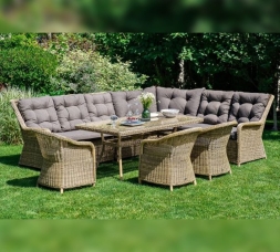 Зона 2 Бергамо обеденная группа угловая из искусственного ротанга, цвет соломенный, фото 5