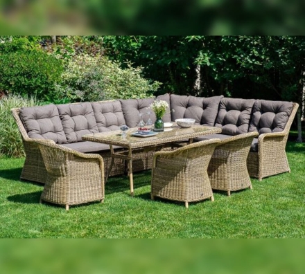 Зона 2 Бергамо обеденная группа угловая из искусственного ротанга, цвет соломенный, фото 5