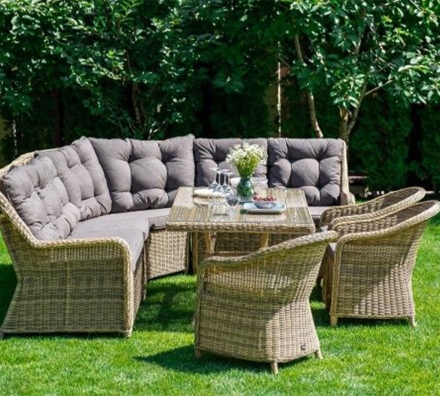 Зона 2 Бергамо обеденная группа угловая из искусственного ротанга, цвет соломенный, фото 3