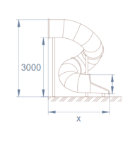 Горка туннельная винтовая из нержавеющей стали с высотой спуска 3000 мм, цвет нержавеющая сталь – STS29-3000-765