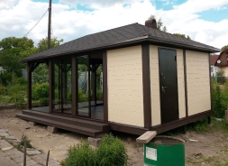 Застекленная беседка ОАЗИС С ХОЗБЛОКОМ 2 с барбекю, фото 2