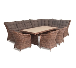 Зона 1 Бергамо обеденная группа угловая из искусственного ротанга, цвет коричневый, фото 1