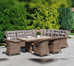 Зона 1 Бергамо обеденная группа угловая из искусственного ротанга, цвет коричневый, фото 9