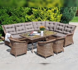 Зона 1 Бергамо обеденная группа угловая из искусственного ротанга, цвет коричневый, фото 8