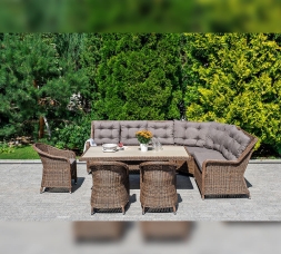 Зона 1 Бергамо обеденная группа угловая из искусственного ротанга, цвет коричневый, фото 5