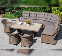 Зона 1 Бергамо обеденная группа угловая из искусственного ротанга, цвет коричневый, фото 7