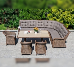 Зона 1 Бергамо обеденная группа угловая из искусственного ротанга, цвет коричневый, фото 6