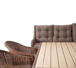 Зона 1 Бергамо обеденная группа угловая из искусственного ротанга, цвет коричневый, фото 14