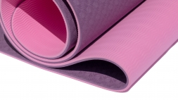 Коврик для йоги 6 мм двуслойный TPE бордово розовый, фото 3