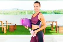 Коврик для йоги 6 мм двуслойный TPE бордово розовый