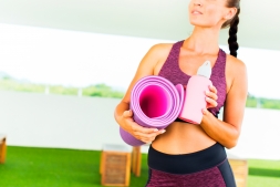 Коврик для йоги 6 мм двуслойный TPE бордово розовый, фото 8