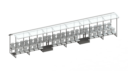 Трибуна 2-х рядная на 40 мест (с навесом из поликарбоната) СТ-250, фото 1
