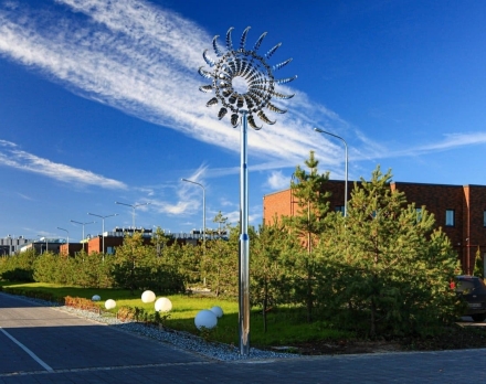 Скульптура из нержавеющей стали Океан Стандартный размер, 8-гранное конусовидное основание из нержавеющей стали, фото 1