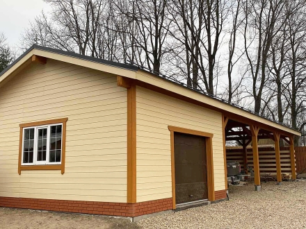 Навес для трех авто с хозблоком БАЛТИЯ Несущий каркас, фото 3